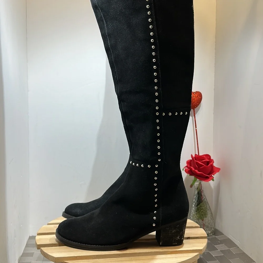 Design lab Odel leather studded‎ riding over the  knee  boots